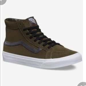 Dark green suede high top vans